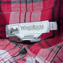 Load image into Gallery viewer, Wind River Red Grey Cowboy Western Plaid Check Popper Long Sleeve Shirt
