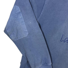 Load image into Gallery viewer, LAZY JACKS Embroidered Spellout Faded Blue Distressed 1/4 Zip Sweatshirt
