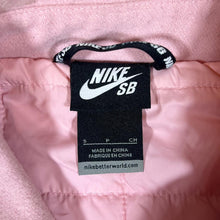 Load image into Gallery viewer, NIKE SB x QUARTERSNACKS Embroidered Spellout Baby Pink Letterman Varsity Jacket
