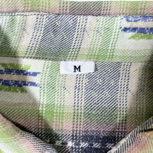 Load image into Gallery viewer, Vintage Aztec Patterned Green Check Cotton Flannel Long Sleeve Shirt
