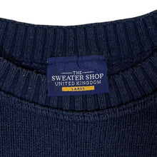 Load image into Gallery viewer, Vintage THE SWEATER SHOP Classic Navy Blue Embroidered Spellout Knit Sweater Jumper
