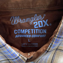 Load image into Gallery viewer, Wrangler 20X Cowboy Western Brown Blue Plaid Check Long Sleeve Shirt
