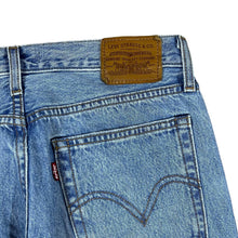 Load image into Gallery viewer, LEVI&#39;S &quot;Wedgie Straight&quot; Blue Denim Distressed Ripped Knee High Waist Straight Leg Jeans
