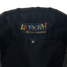 Load image into Gallery viewer, La Rocka! Biker Rockabilly Gothic Skull Rose Patterned Popper Short Sleeve Black Shirt

