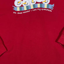 Load image into Gallery viewer, Vintage MC SPORTSWEAR Embroidered Snowman Christmas Festival Slogan Red Sweatshirt
