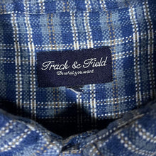 Load image into Gallery viewer, Vintage Track &amp; Field Blue Plaid Check Long Sleeve Cotton Flannel Button-Up Shirt
