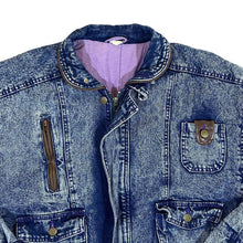 Load image into Gallery viewer, Vintage 90&#39;s Acid Wash Blue Denim Lightly Padded Zip Jacket
