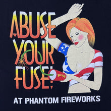 Load image into Gallery viewer, Vintage Tennessee River "Phantom Fireworks" Logo Spellout Graphic Black T-Shirt
