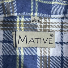 Load image into Gallery viewer, Vintage Mative Blue White Yellow Plaid Check Long Sleeve Cotton Flannel Shirt
