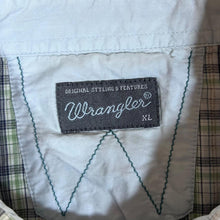 Load image into Gallery viewer, Early 00&#39;s WRANGLER White Green Multi Plaid Check Short Sleeve Cotton Shirt
