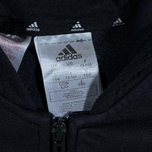 Load image into Gallery viewer, Adidas Three Stripe Mini Logo Classic Black Zip Hoodie
