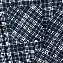 Load image into Gallery viewer, Vintage Worker Black Grey White Lumberjack Plaid Check Long Sleeve Cotton Flannel Shirt
