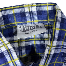 Load image into Gallery viewer, Vintage Triola Blue White Yellow Plaid Check Cotton Long Sleeve Flannel Shirt
