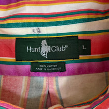 Load image into Gallery viewer, Vintage Hunt Club Multi Colour Striped Short Sleeve Cotton Button-Up Shirt
