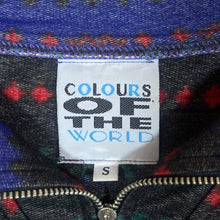 Load image into Gallery viewer, Vintage 90's COLOURS OF THE WORLD Crazy Patterned 1/4 Zip Lightweight Fleece Sweatshirt
