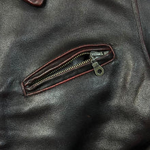 Load image into Gallery viewer, Vintage 90&#39;s VERA PELLE Classic Black Red Distressed Effect Real Leather Bomber Jacket
