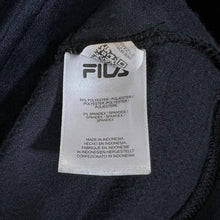 Load image into Gallery viewer, FILA Rhinestone Diamante Logo Spellout Black Velour Cropped Hoodie
