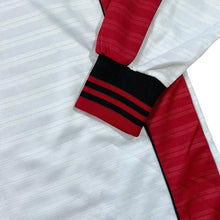 Load image into Gallery viewer, Vintage Red White Colour Block Patterned Trim Long Sleeve V-Neck Polyester Sports Jersey Top
