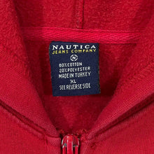 Load image into Gallery viewer, NAUTICA JEANS CO. &quot;NJC&quot; Big Logo Spellout Graphic Red Zip Hoodie
