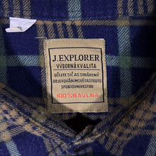 Load image into Gallery viewer, Vintage J-Explorer Navy Plaid Check Long Sleeve Cotton Flannel Shirt
