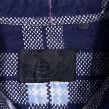Load image into Gallery viewer, Vintage Yaohun Navy Blue White Plaid Check Long Sleeve Cotton Flannel Shirt

