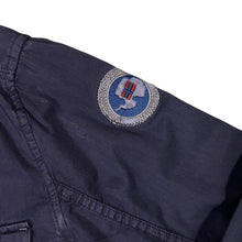 Load image into Gallery viewer, Napapijri Geographic Embroidered Patch Navy Blue Cotton Long Sleeve Button-Up Shirt
