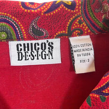 Load image into Gallery viewer, Vintage Chico&#39;s Design Made In India Paisley Patterned Red Cotton Trucker Jacket
