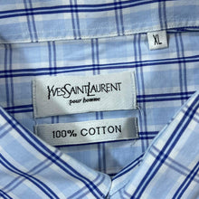 Load image into Gallery viewer, Early 00&#39;s YVES SAINT LAURENT YSL Classic Blue Check Mini Logo Long Sleeve Button-Up Shirt
