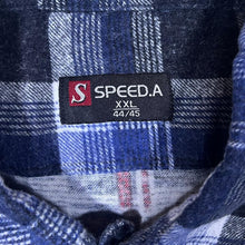 Load image into Gallery viewer, Vintage Speed.A Blue Red White Plaid Check Long Sleeve Cotton Flannel Shirt
