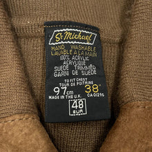 Load image into Gallery viewer, Vintage 80&#39;s ST MICHAEL Marks &amp; Spencer Suede Patch Acrylic Ribbed Knit Zip Sweater Jumper
