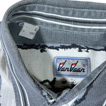 Load image into Gallery viewer, Vintage 90's Van Vaan Grey White Striped Short Sleeve Cotton Flannel Shirt

