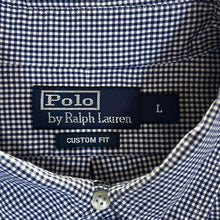 Load image into Gallery viewer, Polo Ralph Lauren &quot;Custom Fit&quot; Navy Blue White Check Long Sleeve Button-Up Cotton Shirt
