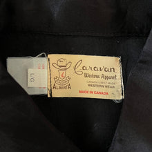 Load image into Gallery viewer, Vintage Caravan Made In Canada Black Pink Cowboy Western Tasselled Long Sleeve Shirt
