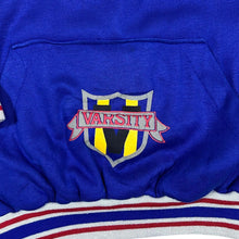 Load image into Gallery viewer, Vintage 80's SPORTS ACTION "Varsity" Spellout Graphic Collared Blue Sweatshirt
