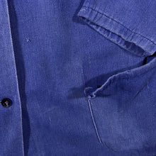 Load image into Gallery viewer, Vintage French Chore Worker Style Faded Blue Denim Distressed Cotton Jacket

