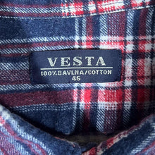 Load image into Gallery viewer, Vintage Vesta Grey Red White Plaid Check Long Sleeve Cotton Flannel Shirt
