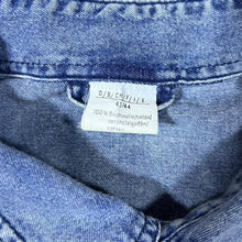Load image into Gallery viewer, Vintage Cowboy Western Acid Wash Blue Denim Black Panel Popper Long Sleeve Shirt
