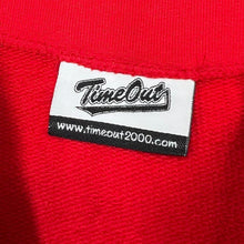 Load image into Gallery viewer, Early 00’s Timeout Embroidered Chenille Spellout Red Zip Sweatshirt
