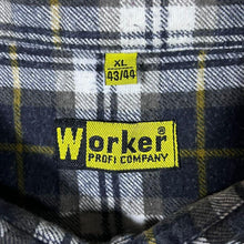 Load image into Gallery viewer, Vintage Worker Black Grey Yellow Check Cotton Long Sleeve Button-Up Flannel Shirt
