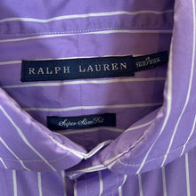 Load image into Gallery viewer, Early 00's RALPH LAUREN "Super Slim Fit" Mini Logo Purple Striped Long Sleeve Cotton Shirt
