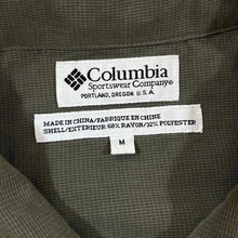 Load image into Gallery viewer, Vintage COLUMBIA SPORTSWEAR Classic Khaki Micro Check Short Sleeve Polyester Rayon Outdoor Shirt
