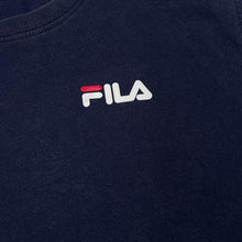 Load image into Gallery viewer, FILA Classic Basic Mini Logo Spellout Graphic Cotton Navy Blue T-Shirt
