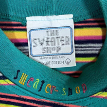 Load image into Gallery viewer, Vintage 90's The Sweater Shop Embroidered Spellout Multi Striped Single Sttich T-Shirt
