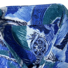 Load image into Gallery viewer, Vintage 90&#39;s Blue Green Crazy Abstract Patterned Long Sleeve Shirt
