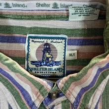 Load image into Gallery viewer, Vintage 90's Shelter Island Multi Striped Linen Cotton Short Sleeve Button-Up Shirt
