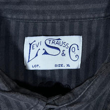 Load image into Gallery viewer, Vintage Levi Strauss &amp; Co Levi&#39;s Embroidered Black Grey Striped Long sleeve Popper Shirt
