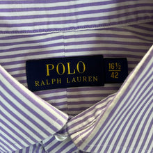 Load image into Gallery viewer, Polo Ralph Lauren Purple White Striped Long Sleeve Cotton Dress Shirt
