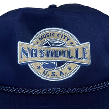 Load image into Gallery viewer, Vintage 90&#39;s Nashville &quot;Music City&quot; USA Souvenir Graphic Blue Baseball Cap
