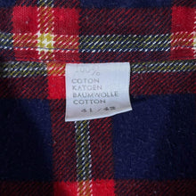 Load image into Gallery viewer, Vintage Navy Blue Red Lumberjack Plaid Check Long Sleeve Cotton Flannel Shirt
