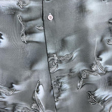 Load image into Gallery viewer, Vintage Clicks Gothic Y2K Dragon Patterned Grey Silk Short Sleeve Shirt
